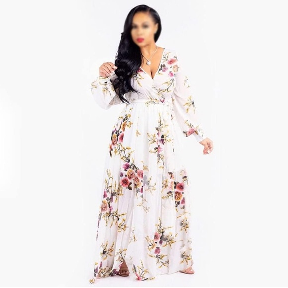 SHEIN Dresses & Skirts - New White floral light long lined maxi dress size Large